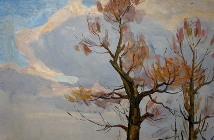 End of Winter depicted in oil by Vladimir Alexandrovich Zhugan