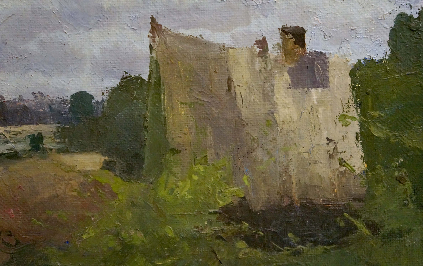 Oil painting Camp in the forest