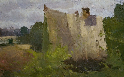 Oil painting Camp in the forest