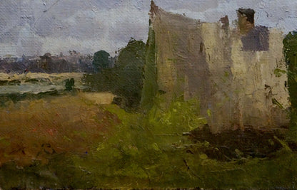 Oil painting Camp in the forest