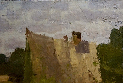 Oil painting Camp in the forest