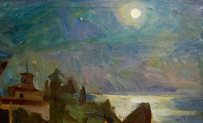 Oil painting Night city