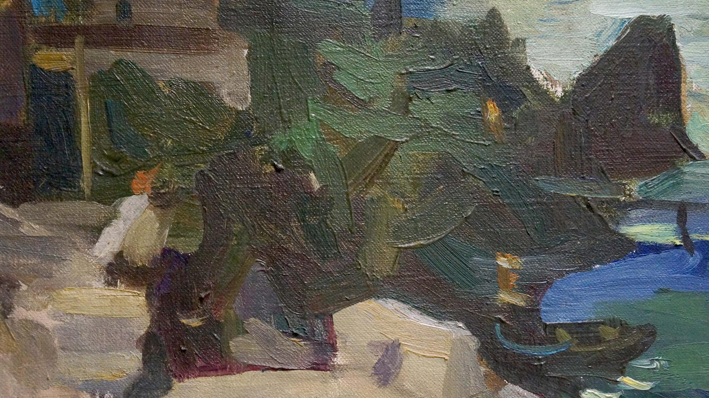 Oil painting Night city