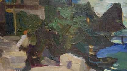 Oil painting Night city