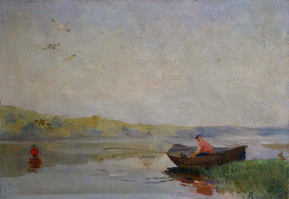 Oil painting Fishing Atlantov Vladimir Nikolaevich