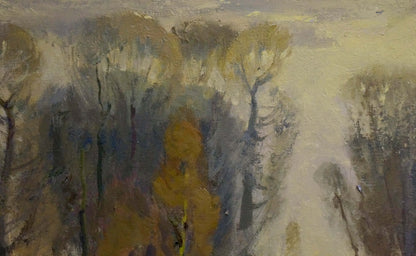 Oil painting Winter evening forest Alexander Mynka
