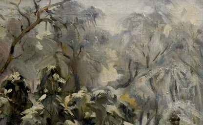 Oil painting The forest was covered with snow Unknown artist