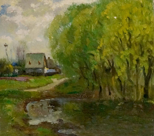 Oil painting Road to the village Mynka Alexander Fedorovich