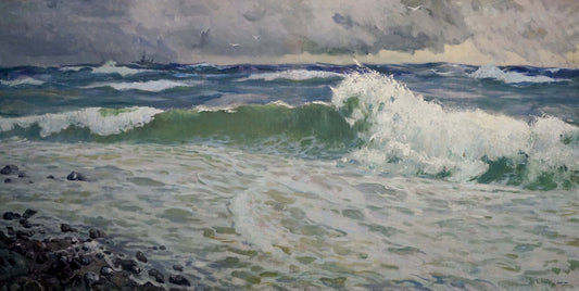 Oil painting Seascape with raging waves Petr Sulimenko