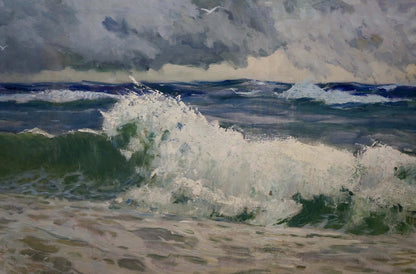 Oil painting Seascape with raging waves Petr Sulimenko