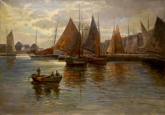 Oil painting River landscape Albert Blatter