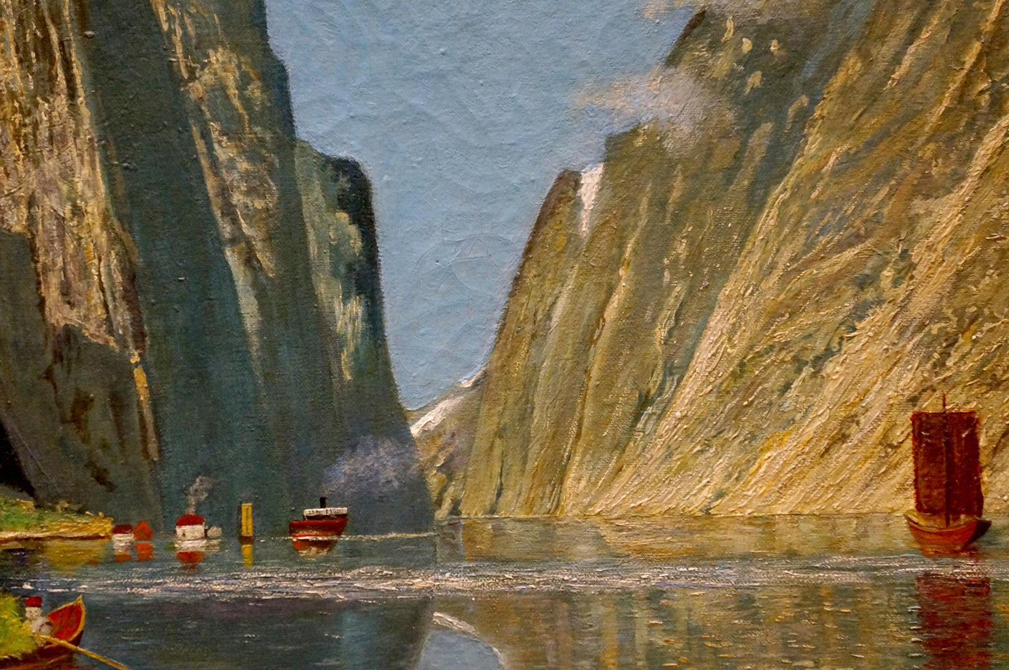 Oil painting River along the mountains European artist