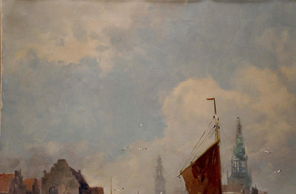 Oil painting Amsterdam V. Jensen