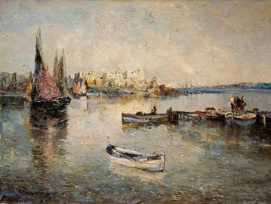 Oil painting Arrival in the city Hochstein A.