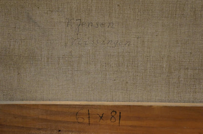 Oil painting The ship arrived in the city V. Jensen