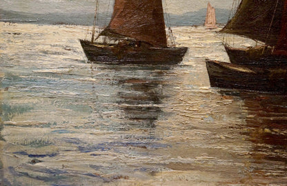 Oil painting Fleet of ships Woseker A.