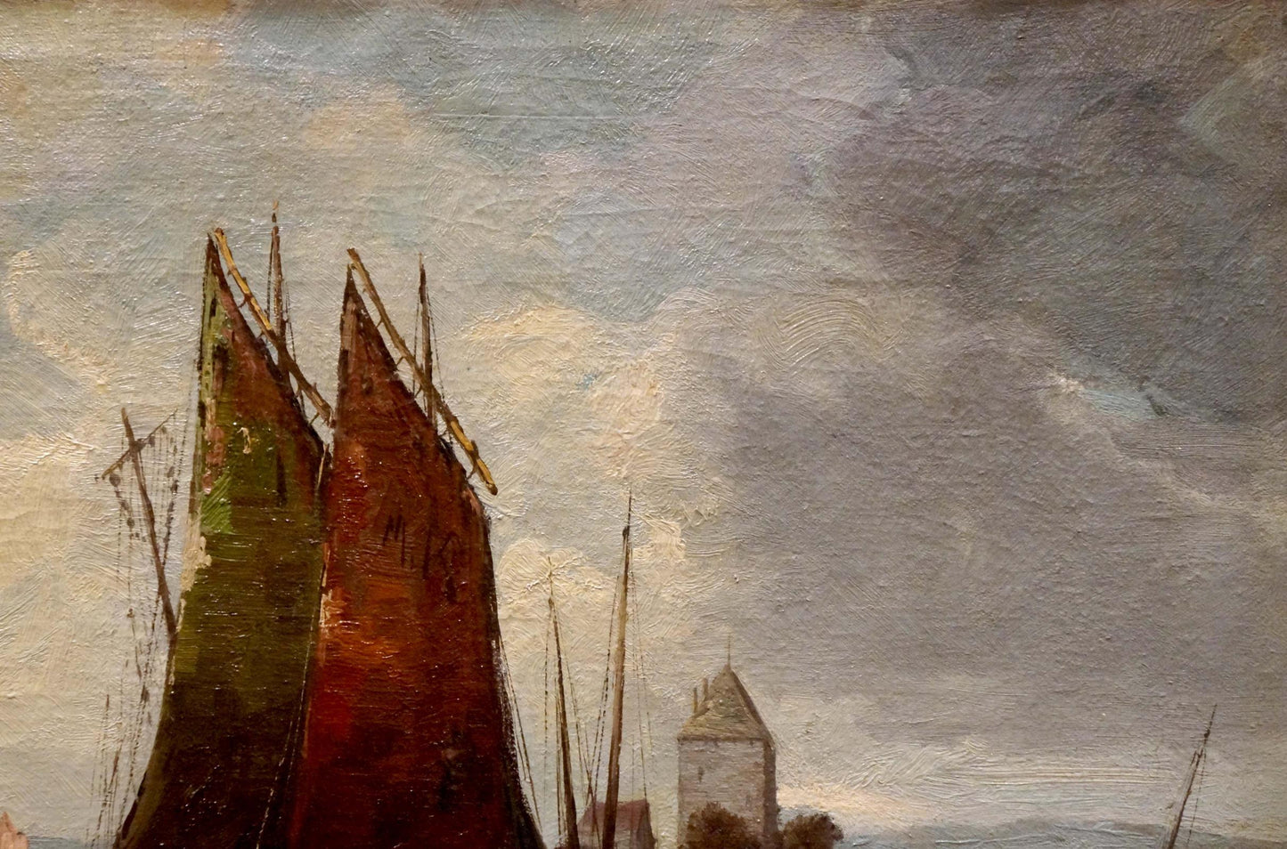 Oil painting Fleet of ships Woseker A.