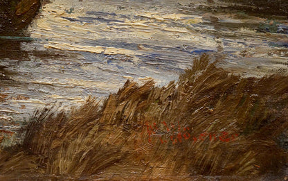 Oil painting Fleet of ships Woseker A.