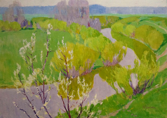 Oil painting River flows Tolpekin Yu.