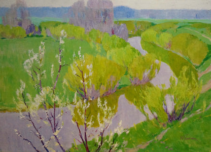 Oil painting River flows Tolpekin Yu.