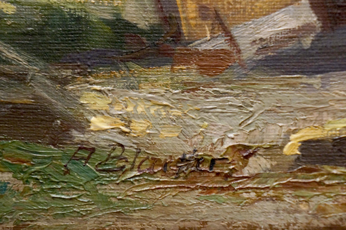 Oil painting Boat on the seashore European artist