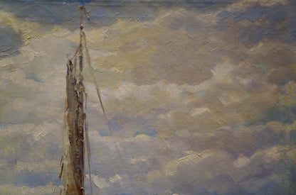 Oil painting Boats in the port
