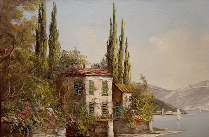 Oil painting House by the shore Bruno Martini