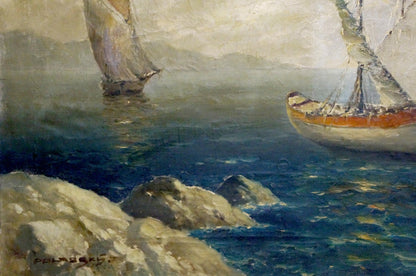 Oil painting Ships at sea Polarsky