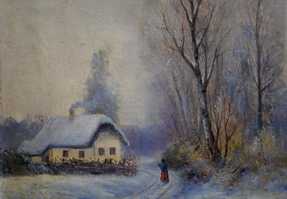 Oil painting Walk through winter nature Unknown artist