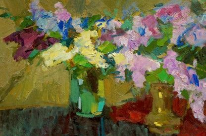 Oil painting Lilac joy on the table Unknown artist