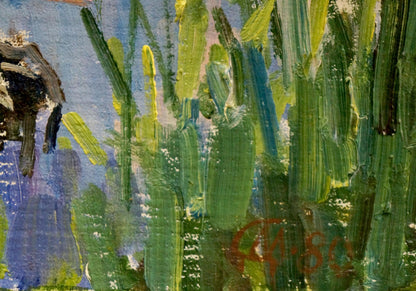 Oil painting portraying breathtaking natural scenery and vibrant colors.