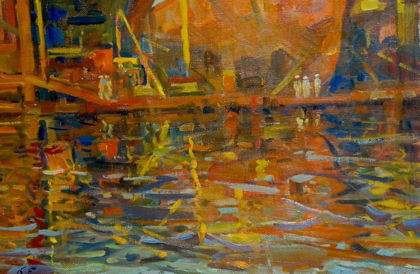 Oil painting Ship in port Atayan Armen Arshakovich