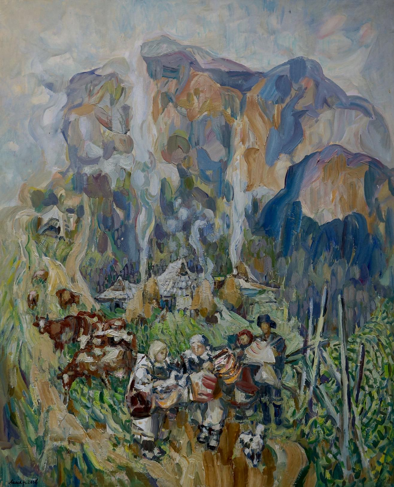 Oil painting Village life Limar Anatoly Pavlovich