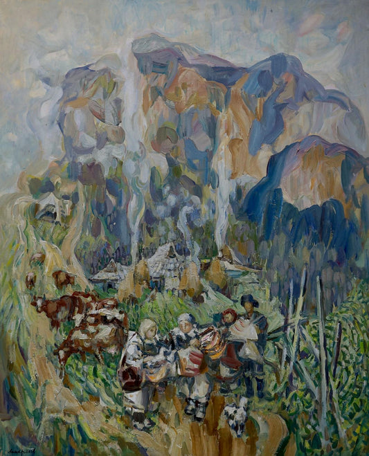 Oil painting Village life Limar Anatoly Pavlovich