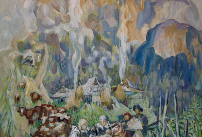 Oil painting Village life Limar Anatoly Pavlovich