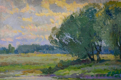 An oil artwork by Alexander Minka depicting the scene after a rainstorm