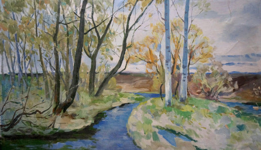 Oil painting Forest landscape Minka Alexander Fedorovich