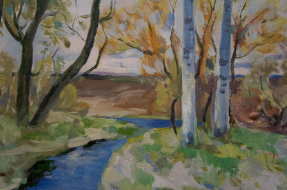 Oil painting Forest landscape Minka Alexander Fedorovich