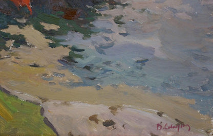 Oil painting Camp by the shore Sevastyanov Viktor Grigorievich