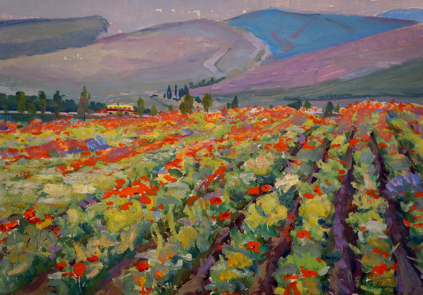 Oil painting Poppy field Miroshnichenko Pavel Petrovich