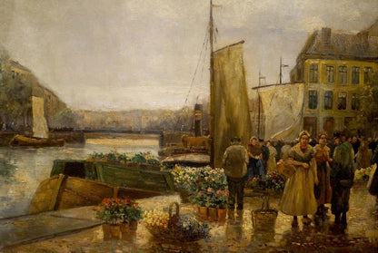 Oil painting City life R. Hornemann