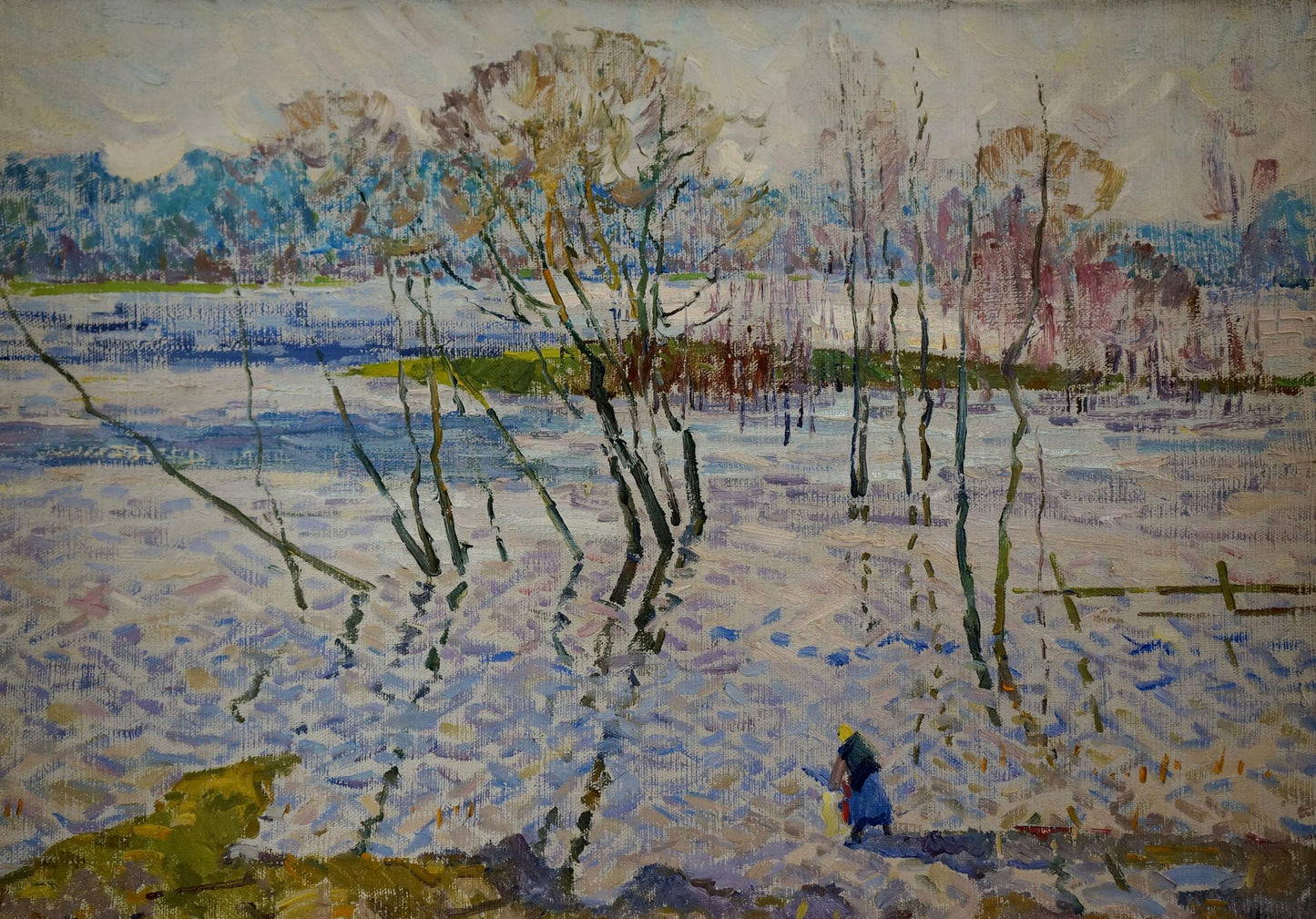 Oil painting By the river Sevastyanov Viktor Grigorievich