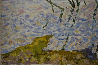 Oil painting By the river Sevastyanov Viktor Grigorievich