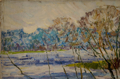 Oil painting By the river Sevastyanov Viktor Grigorievich