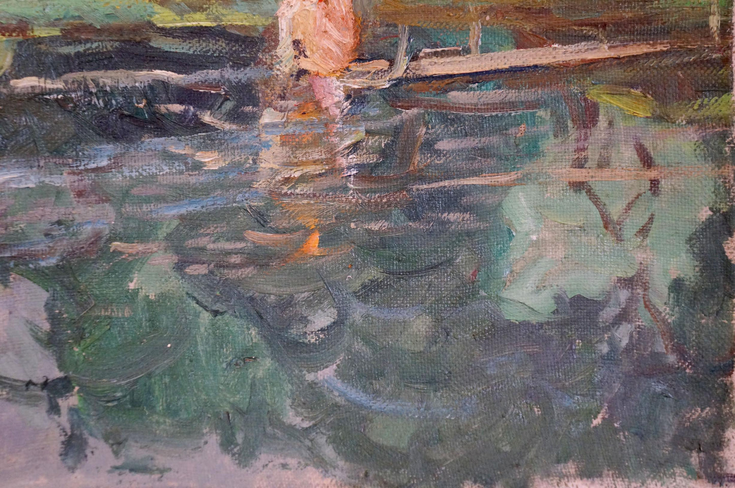 Oil painting Pond near the forest Sevastyanov Viktor Grigorievich