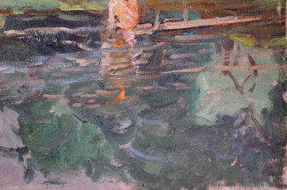 Oil painting Pond near the forest Sevastyanov Viktor Grigorievich