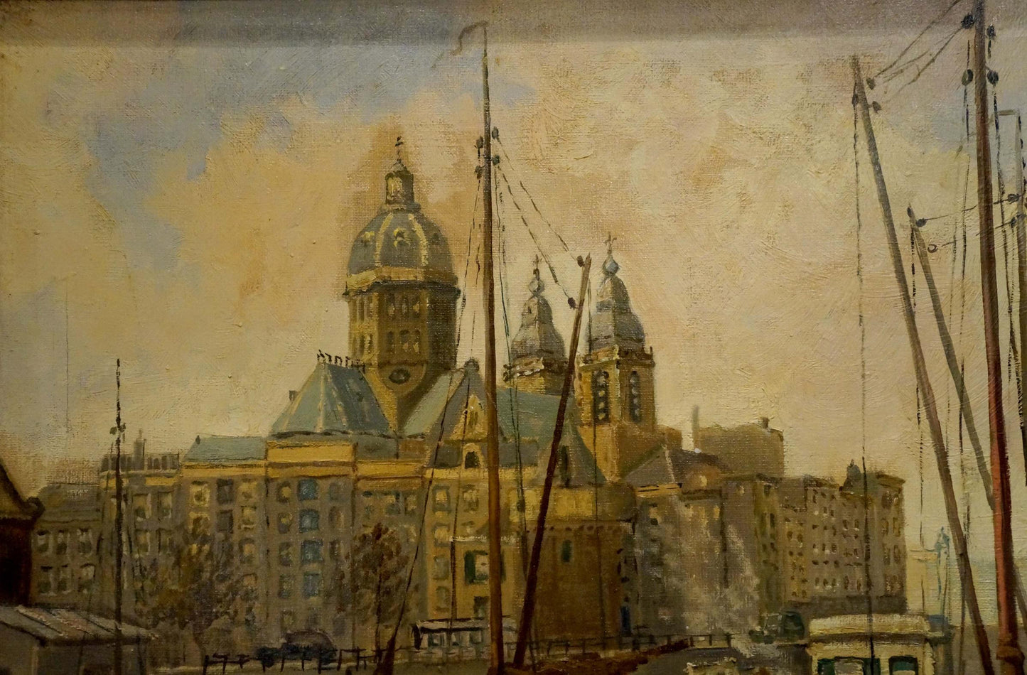 Oil painting City life landscape