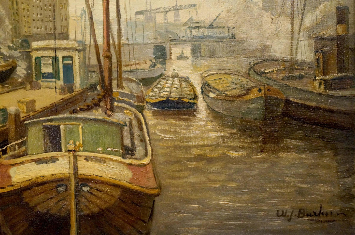 Oil painting City life landscape