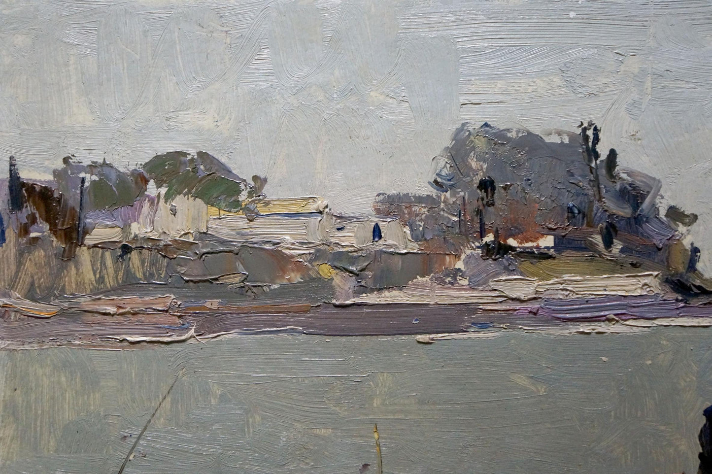 Oil painting On the embankment Pyotr Kuzmich Stolyarenko