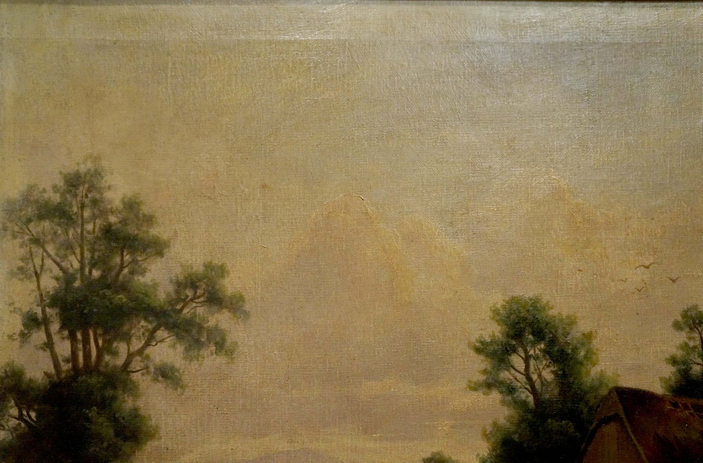 Oil painting Lake at the house